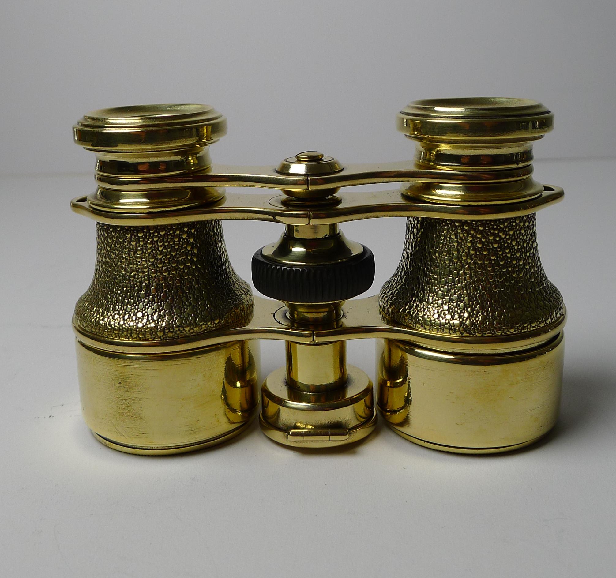 Brass Antique English Field Glasses / Binoculars by Lawrence and Mayo, with Compass