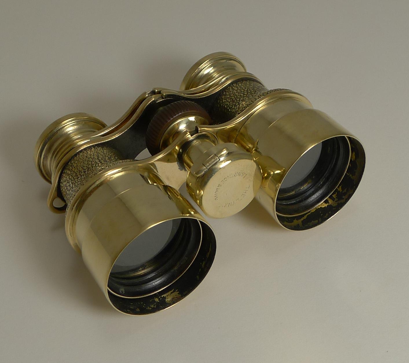 Antique English Field Glasses / Binoculars by Lawrence and Mayo - With Compass 2