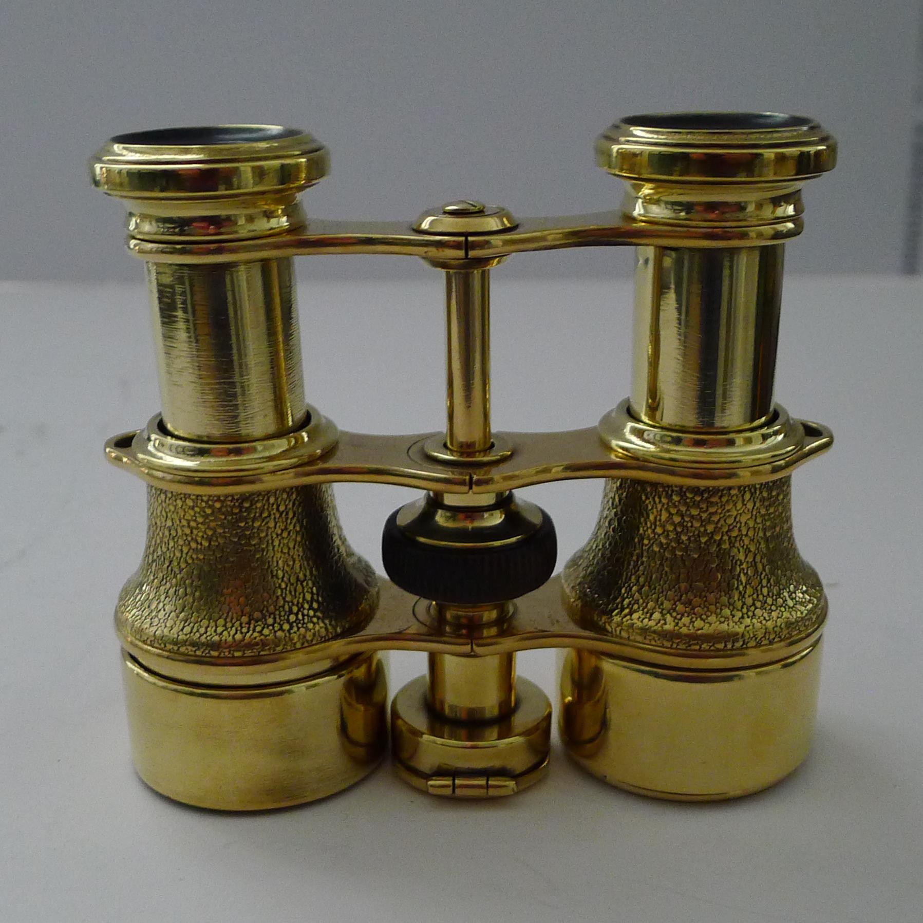 Brass Antique English Field Glasses / Binoculars by Lawrence and Mayo - With Compass For Sale