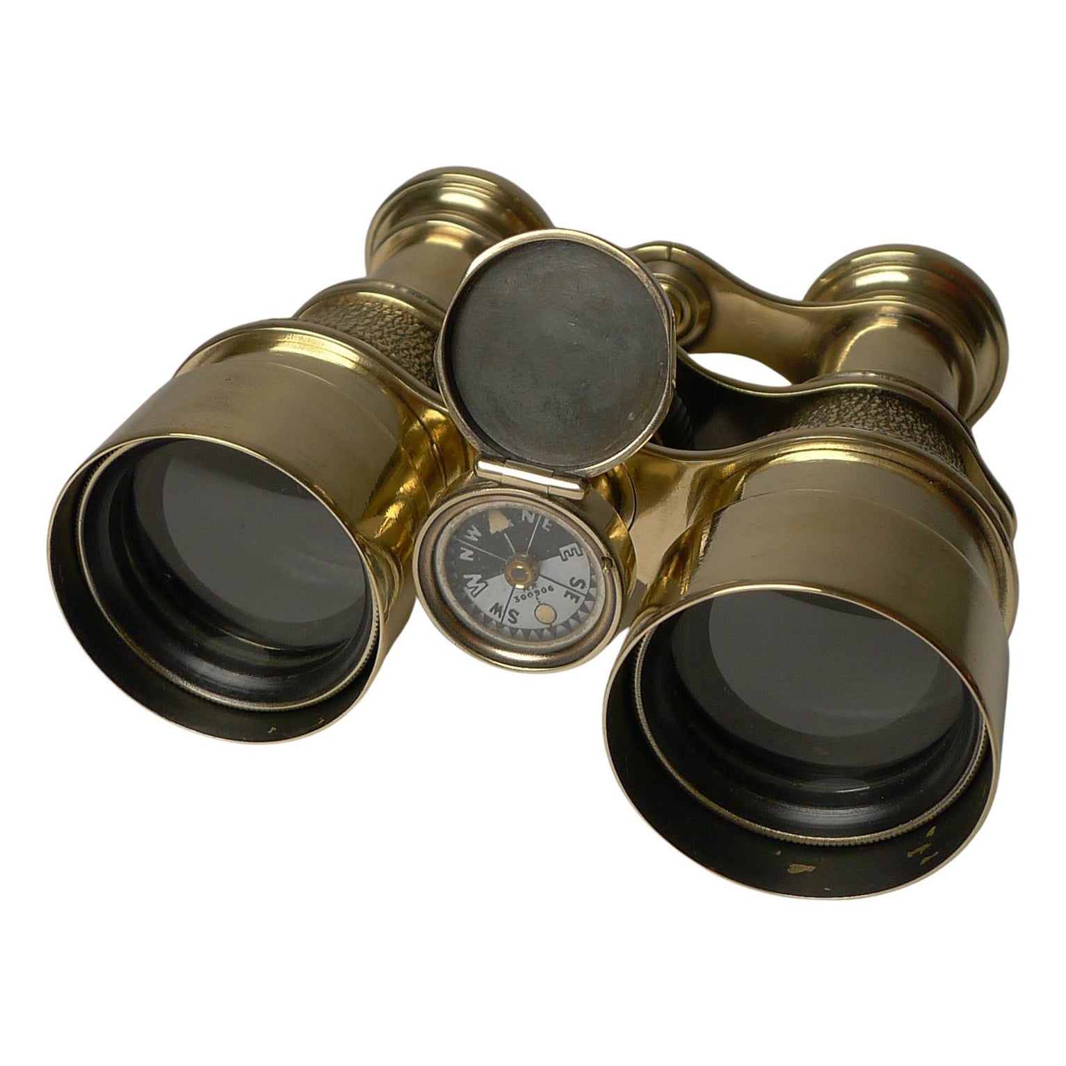 Antique English Field Glasses / Binoculars by Lawrence and Mayo, with Compass