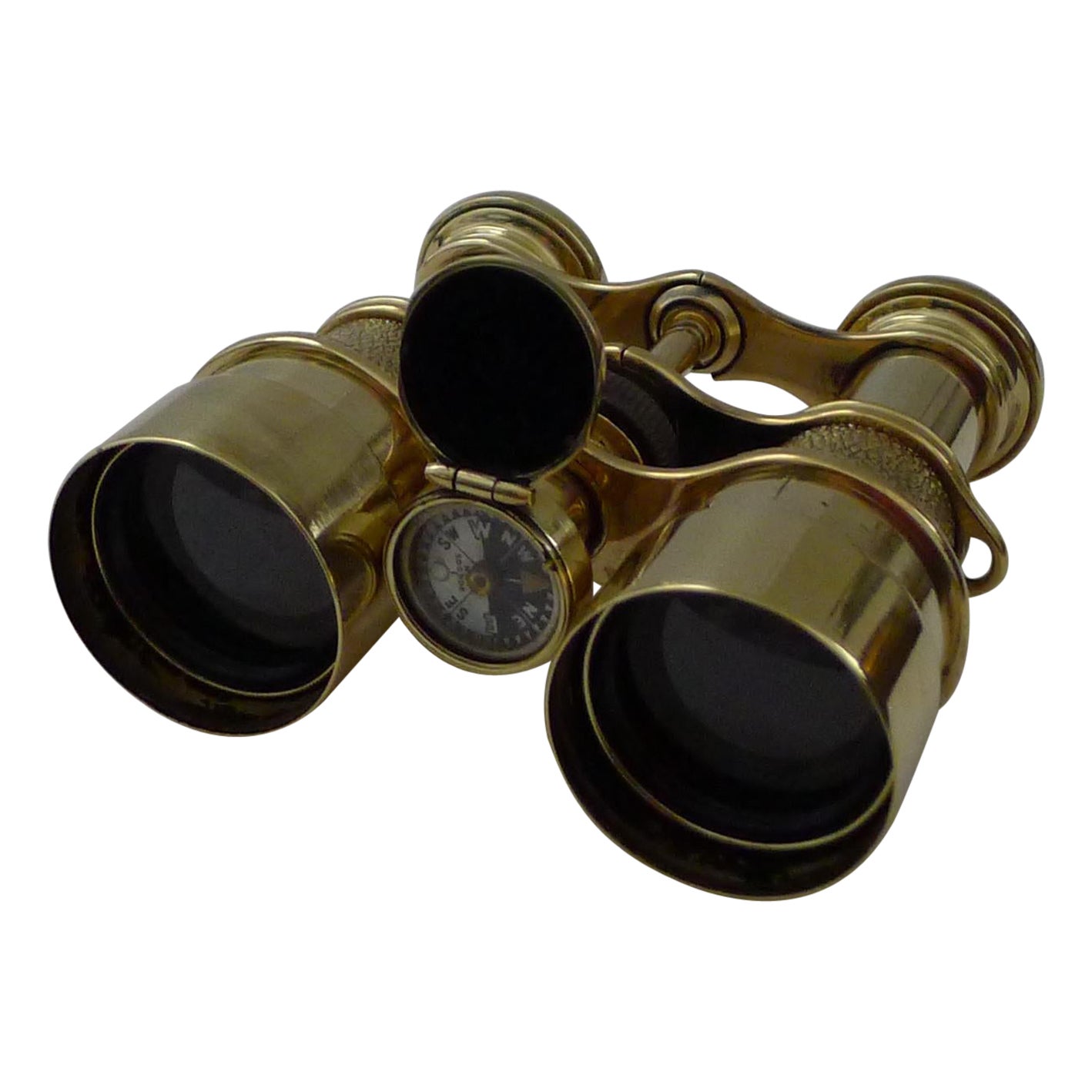 Antike englische Field Glasses / Binoculars von Lawrence and Mayo – mit Kompass