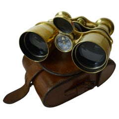 Antique English Field Glasses / Binoculars by Lawrence and Mayo - With Compass