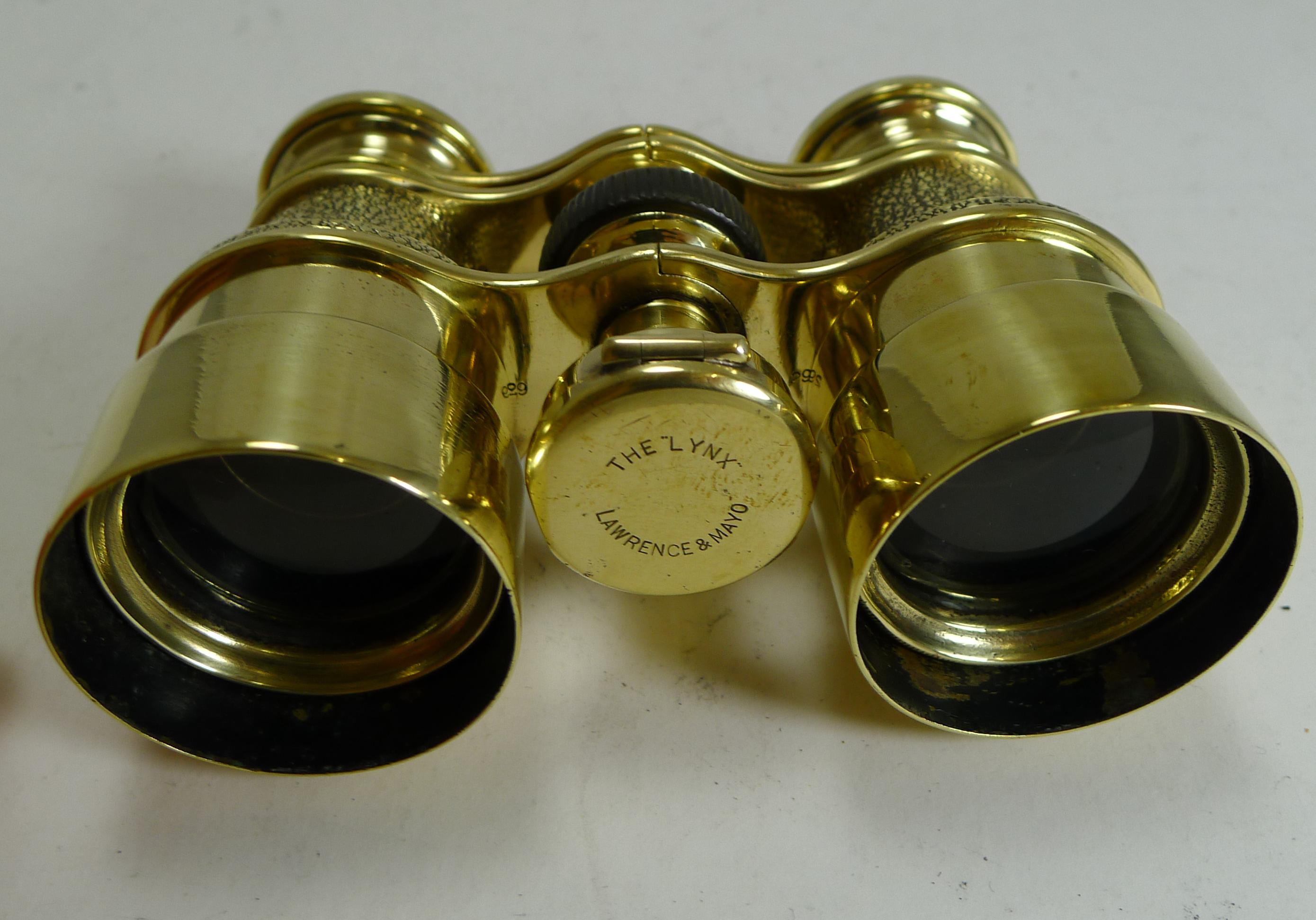 Antique English Field Glasses or Binoculars by Lawrence and Mayo, with Compass In Excellent Condition In Bath, GB