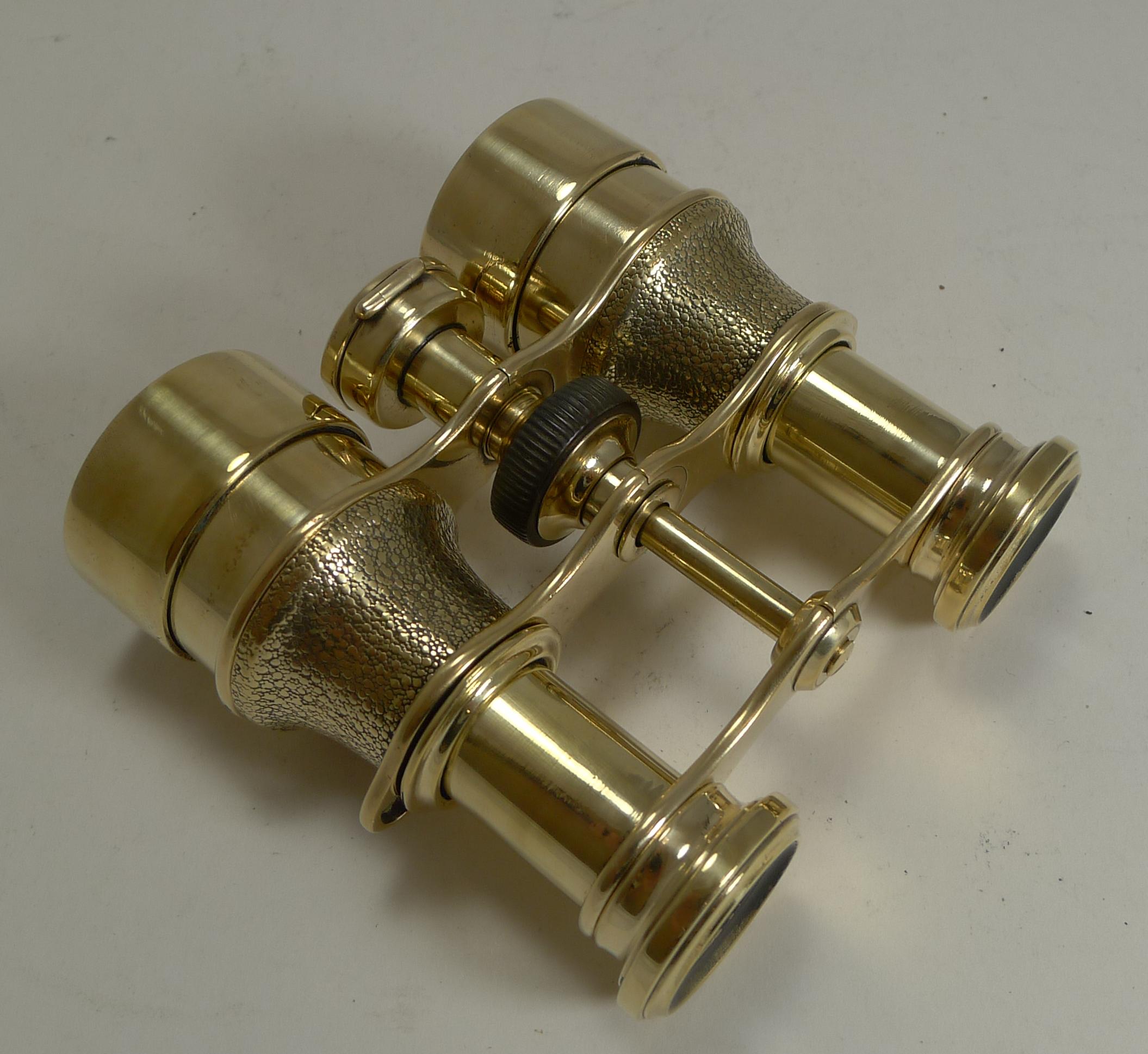 Early 20th Century Antique English Field Glasses or Binoculars by Lawrence and Mayo, with Compass
