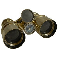Antique English Field Glasses or Binoculars by Lawrence and Mayo, with Compass