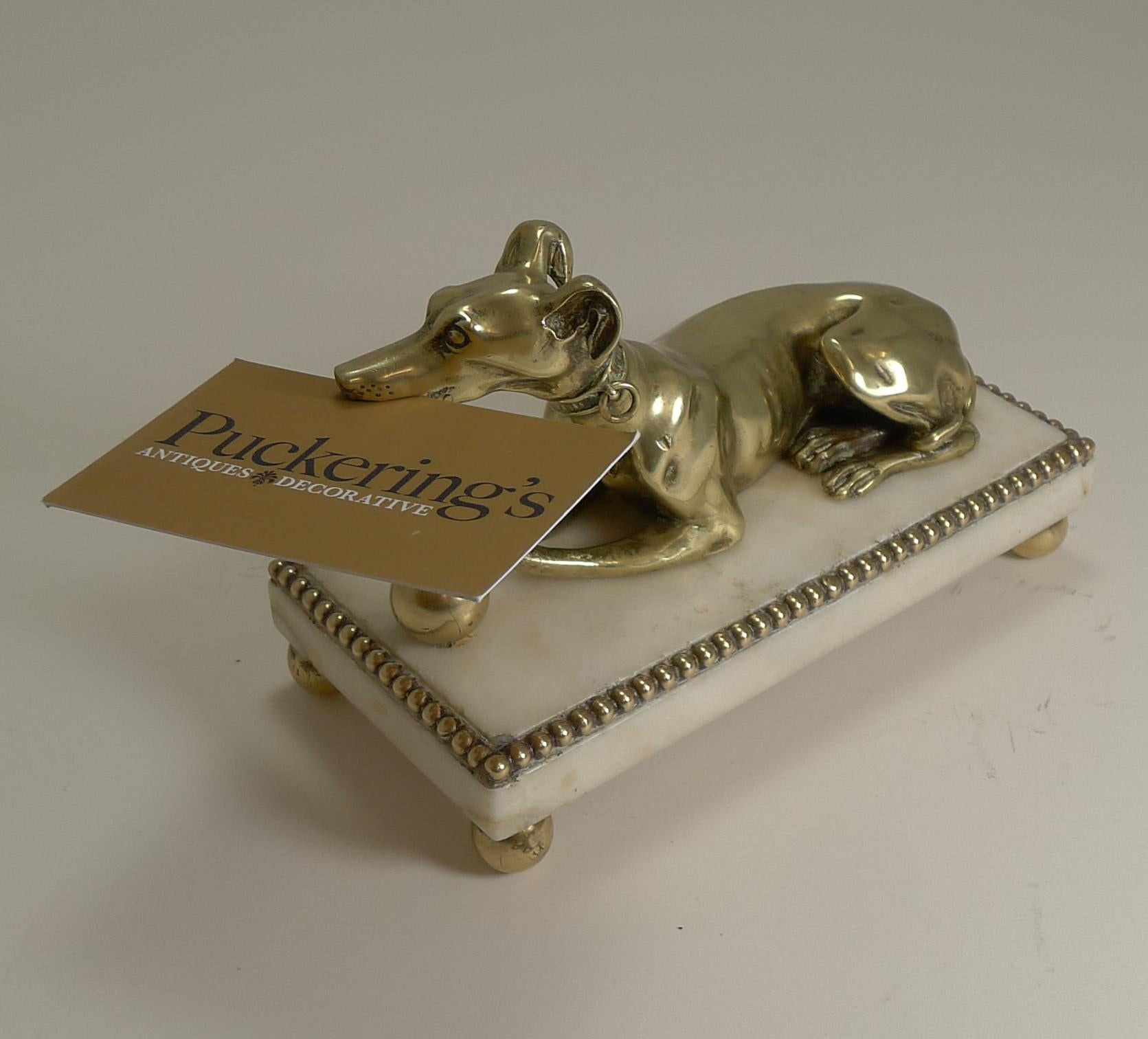 Antique English Figural Desk / Paper / Note Clip, Dog / Greyhound, circa 1860 In Good Condition For Sale In Bath, GB