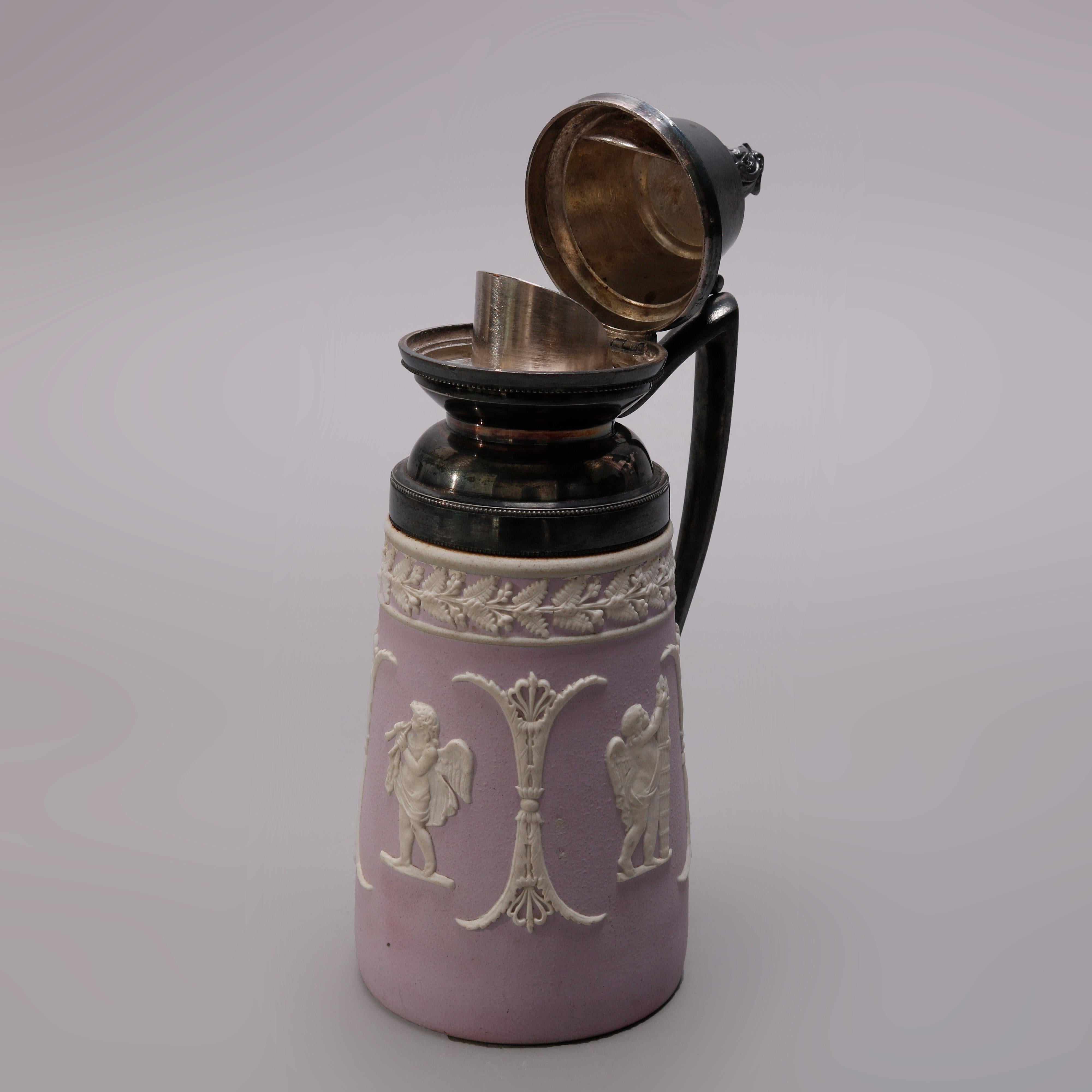 20th Century Antique English Lilac Classical Jasperware Syrup attr Wedgwood 