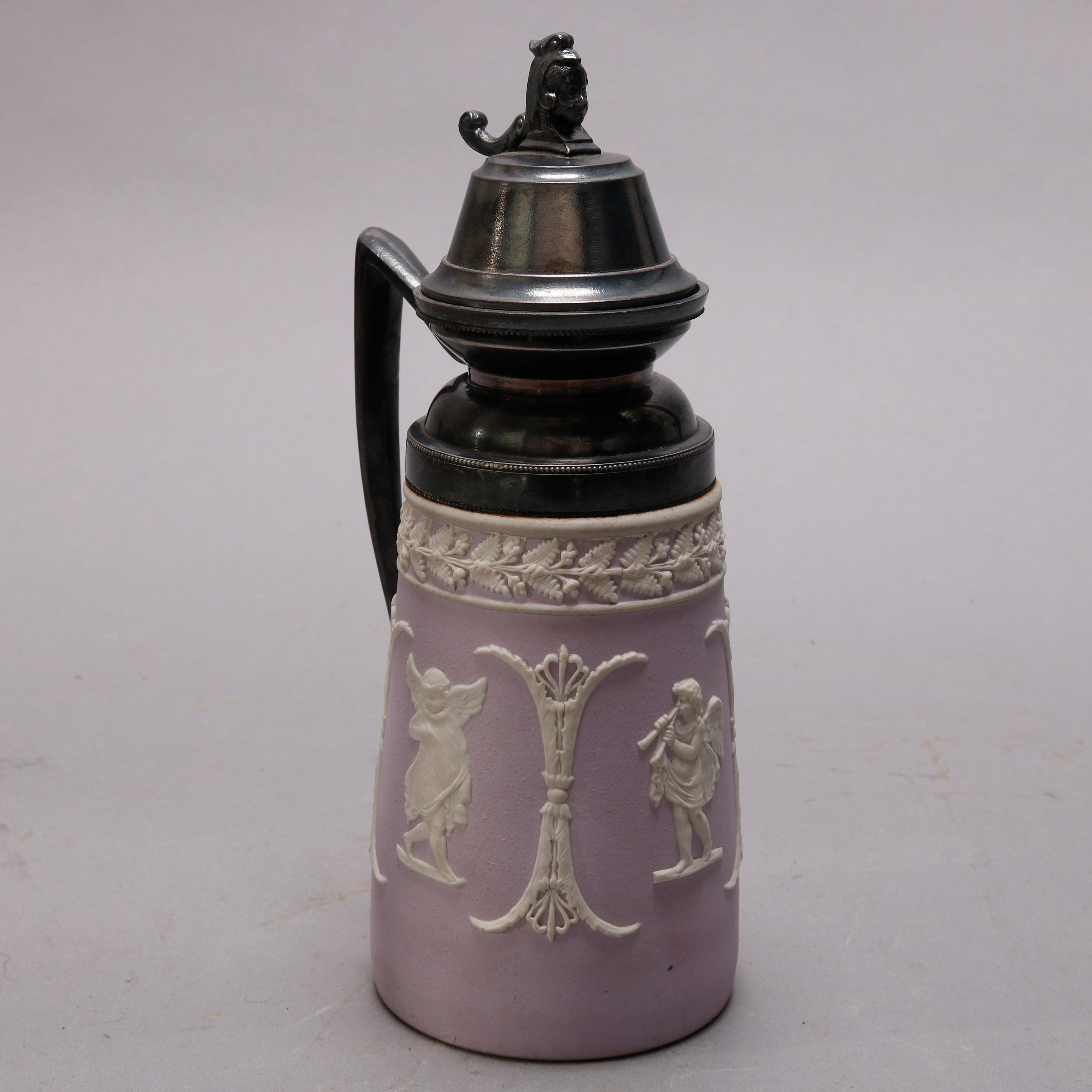 Silver Plate Antique English Lilac Classical Jasperware Syrup attr Wedgwood 