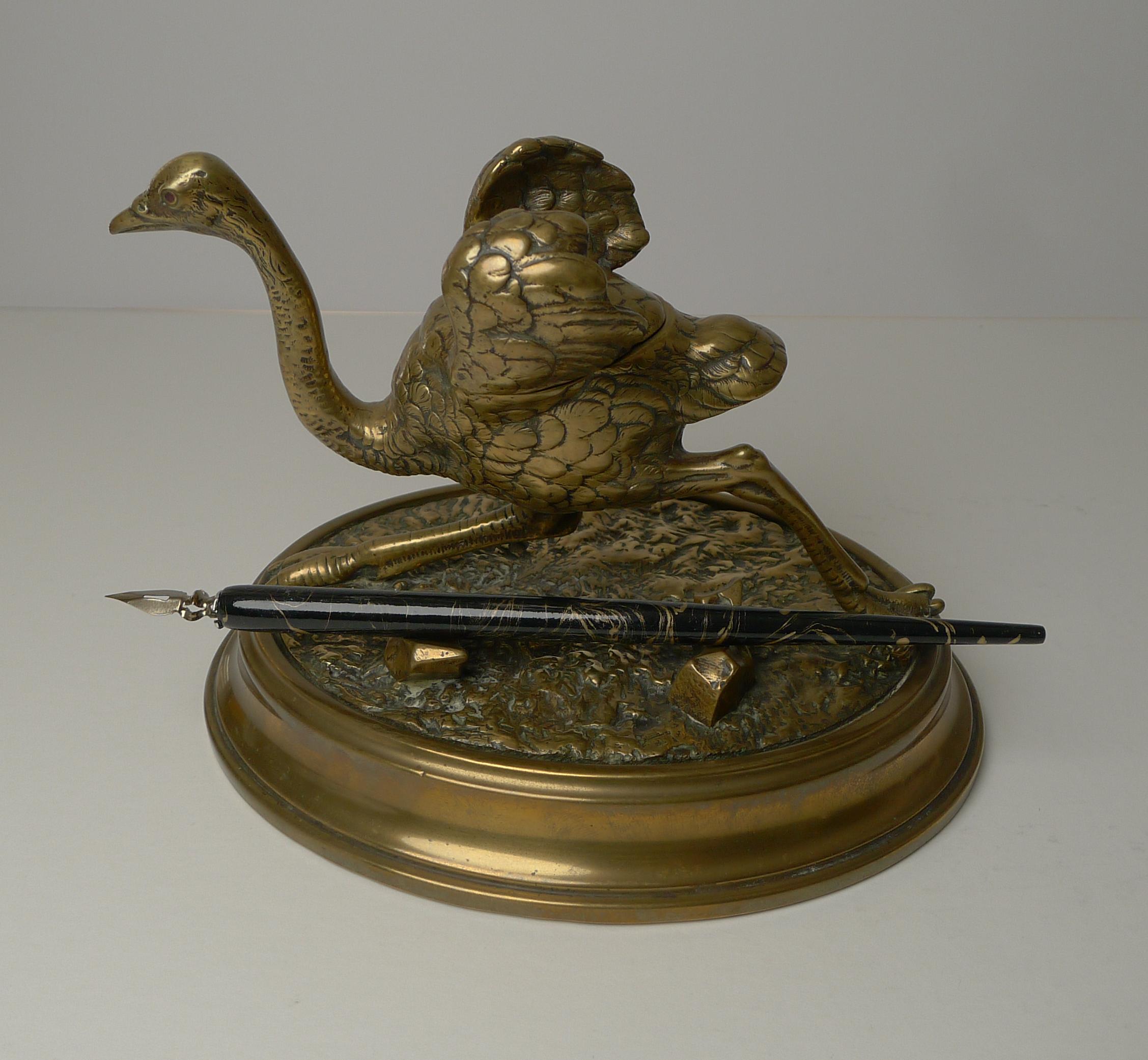 Antique English Figural / Novelty Ostrich Inkwell C.1880 For Sale 3
