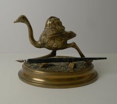 Antique English Figural / Novelty Ostrich Inkwell C.1880