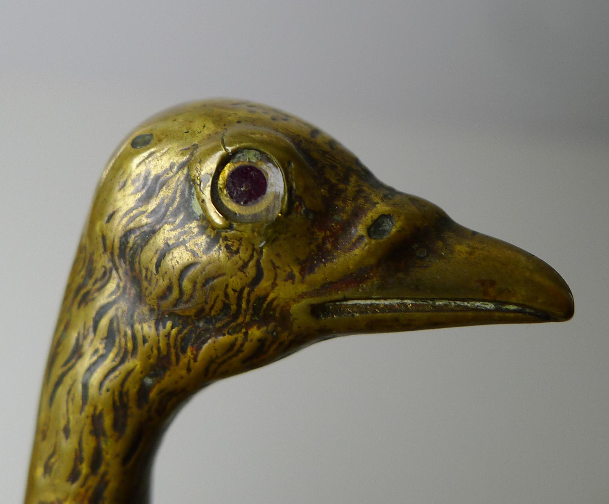 Late 19th Century Antique English Figural / Novelty Ostrich Inkwell C.1880 For Sale