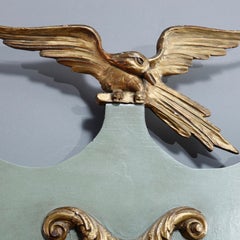 Antique English Figural Parcel Gilt Painted Phoenix Wall Mirror, Circa 1850