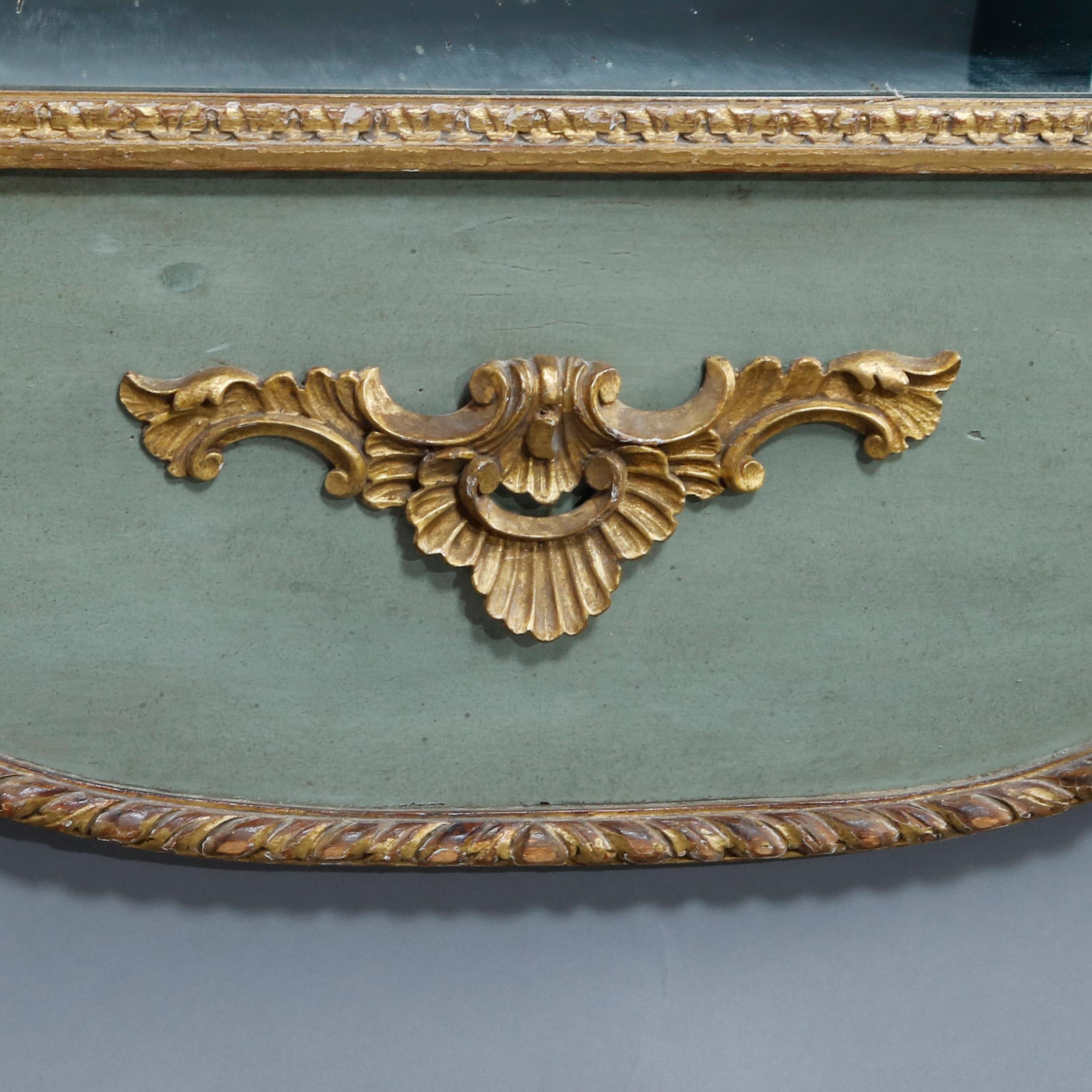 Antique English Figural Parcel Gilt Painted Phoenix Wall Mirror, Circa 1850 In Good Condition In Big Flats, NY