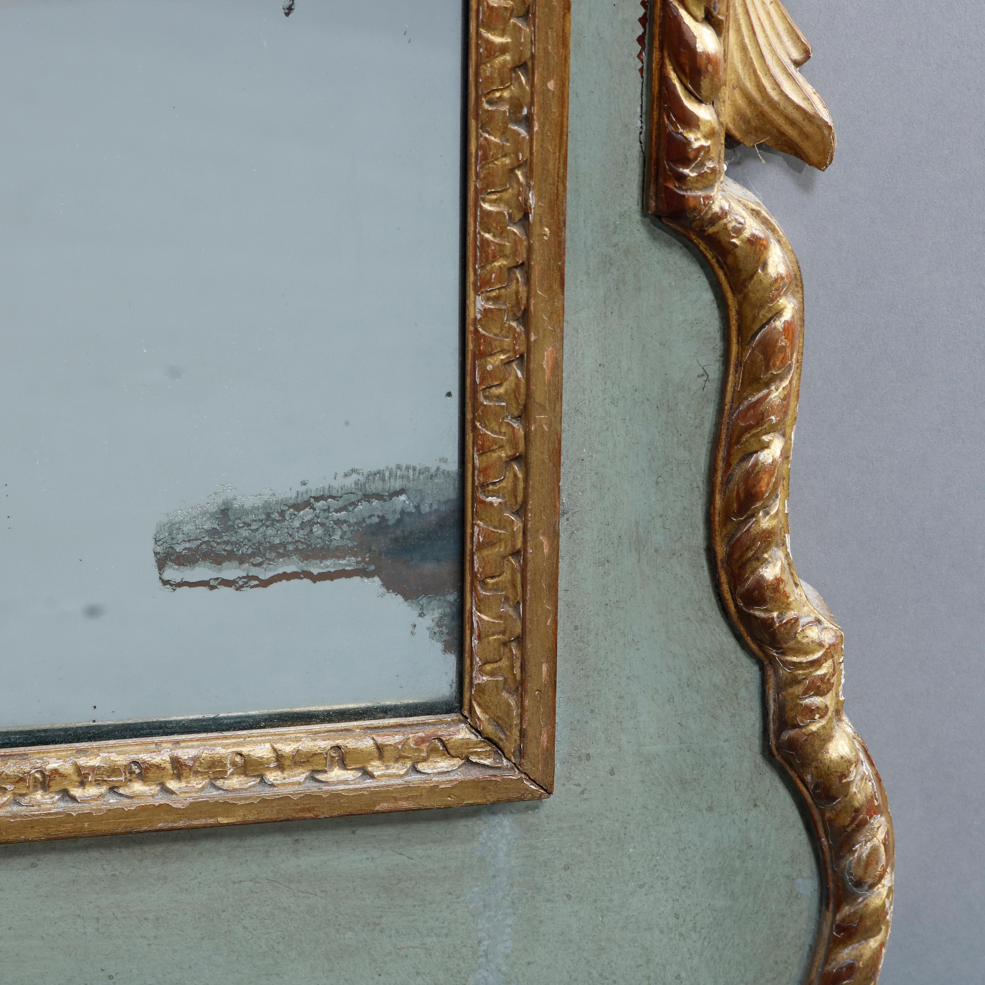 Antique English Figural Parcel Gilt Painted Phoenix Wall Mirror, Circa 1850 3