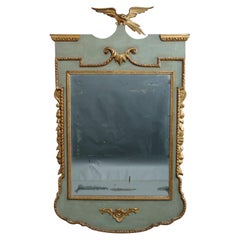 Antique English Figural Parcel Gilt Painted Phoenix Wall Mirror, Circa 1850