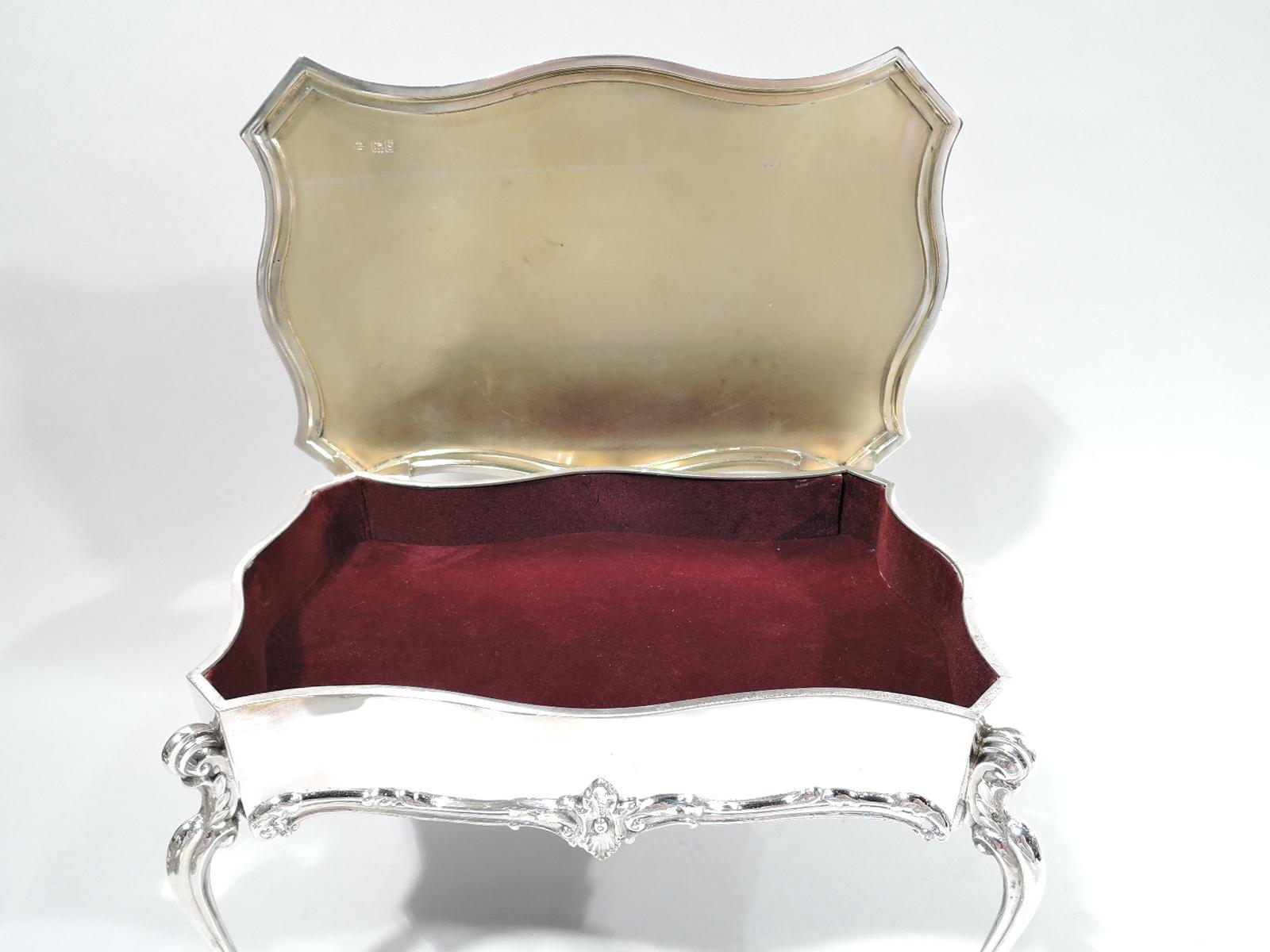 Edwardian Antique English Figural Rococo Table Jewelry Box by Comyns