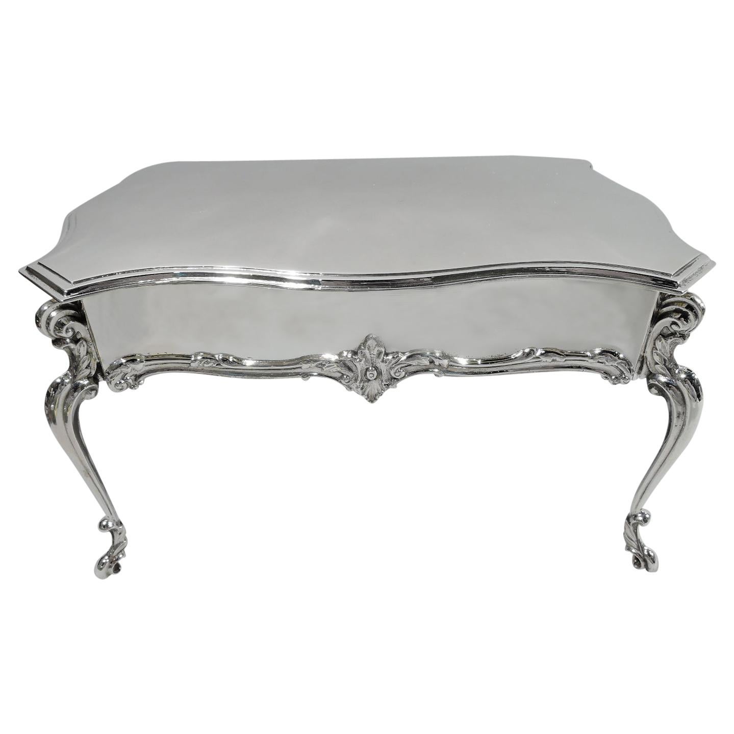 Antique English Figural Rococo Table Jewelry Box by Comyns