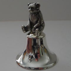 Antique English Figural Table Bell - Teddy Bear - Birmingham 1909