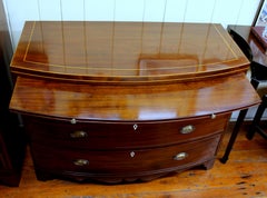 Antique English Figured Mahogany Hepplewhite Style Bowfront Bachelor's Chest
