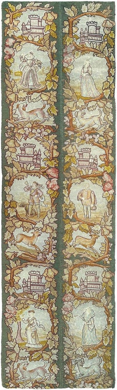 Antique English Fine Needlepoint Tapestry 56×218cm Wool&Silk Tapestry 2x7 c.1920