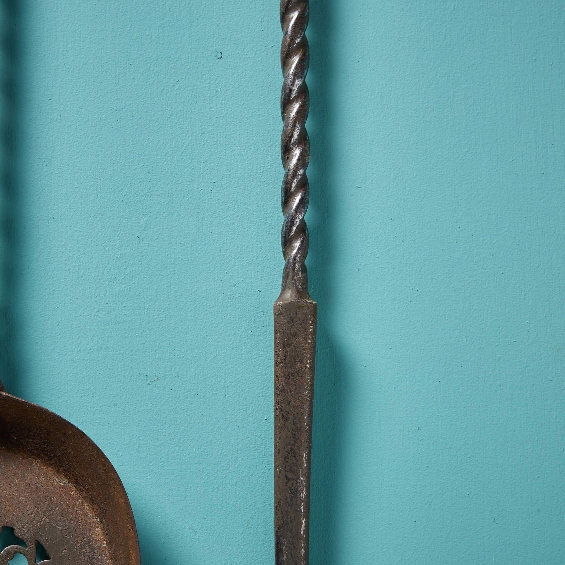 Brass Set of Antique Georgian English Fire Tools For Sale