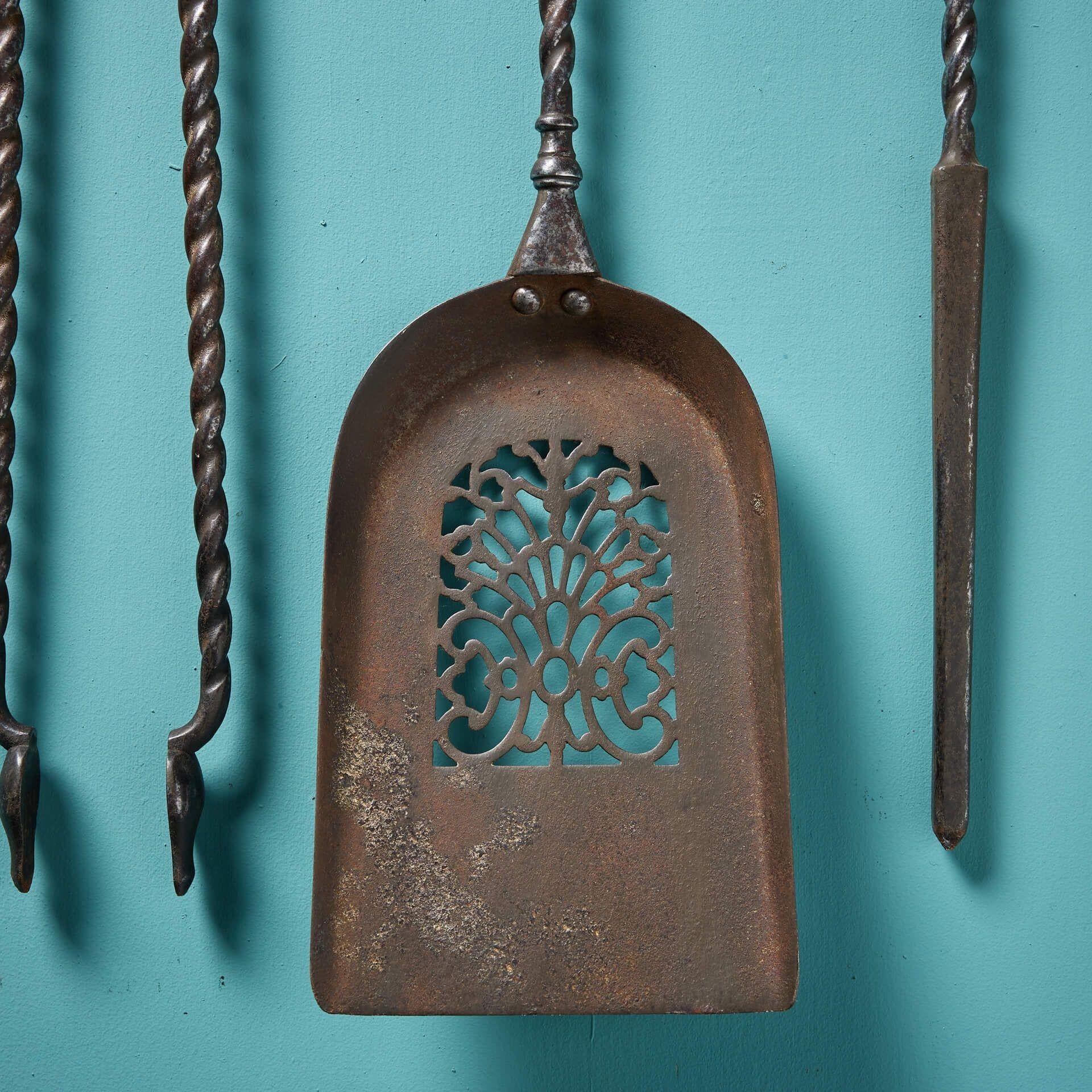 19th Century Set of Antique Georgian English Fire Tools For Sale