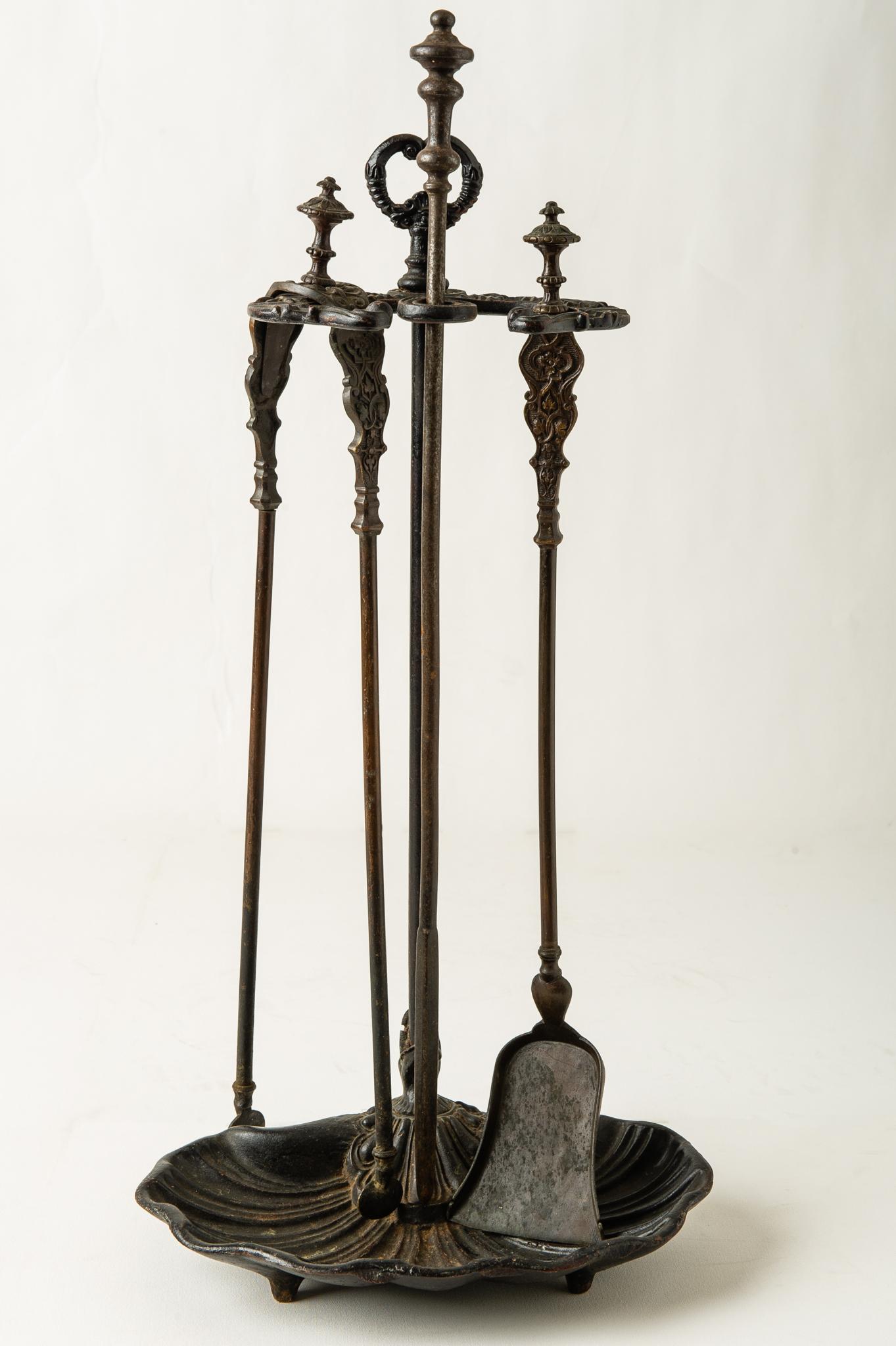 antique fireplace tools