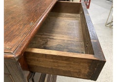 Antique English Five Drawer Oak Cabinet With Brass Pulls