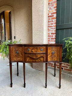Antique English Flame Mahogany Buffet Sideboard Regency Neoclassical Style