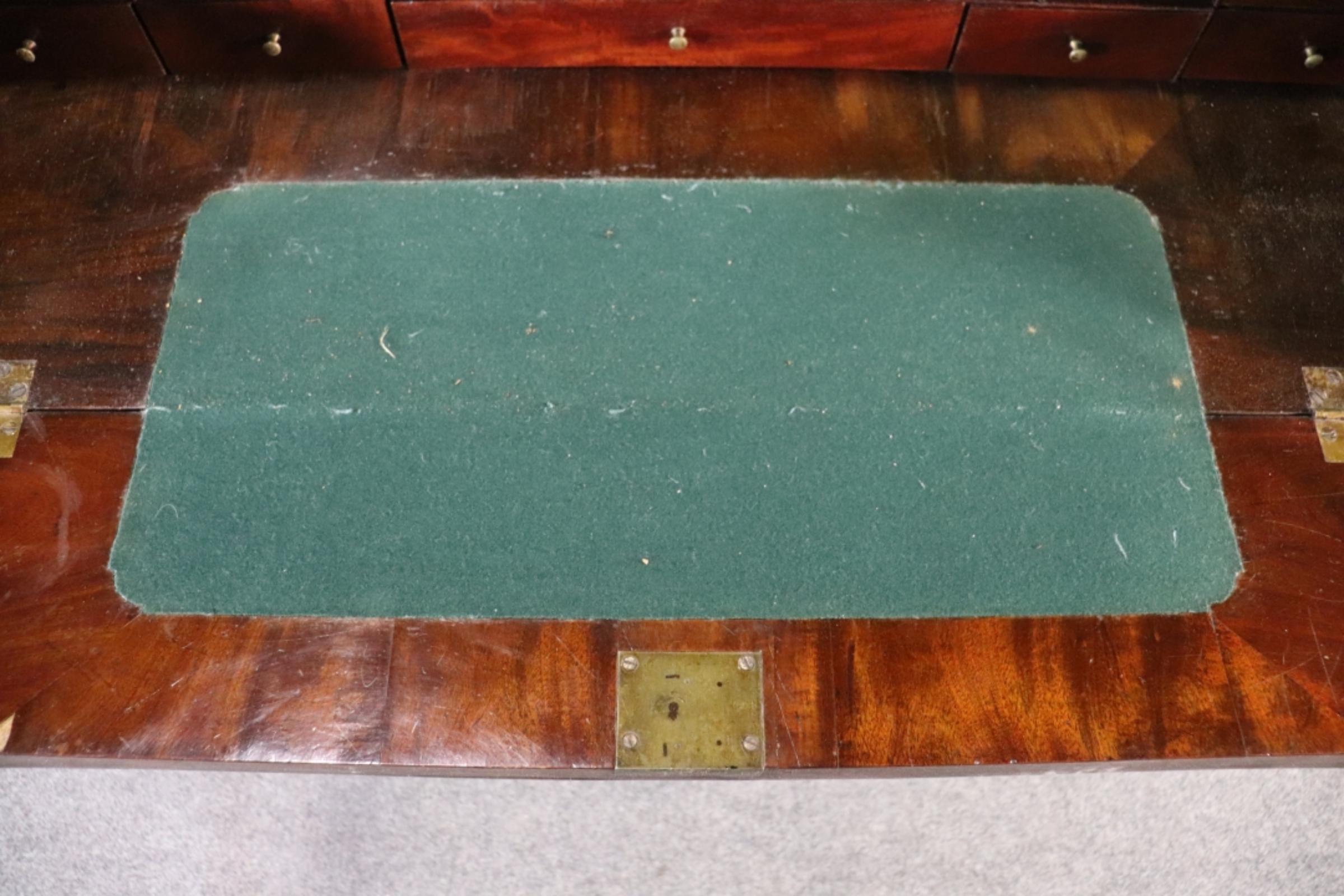 Antique English Flame Mahogany Georgian Walnut Chest on Chest with Desk 5