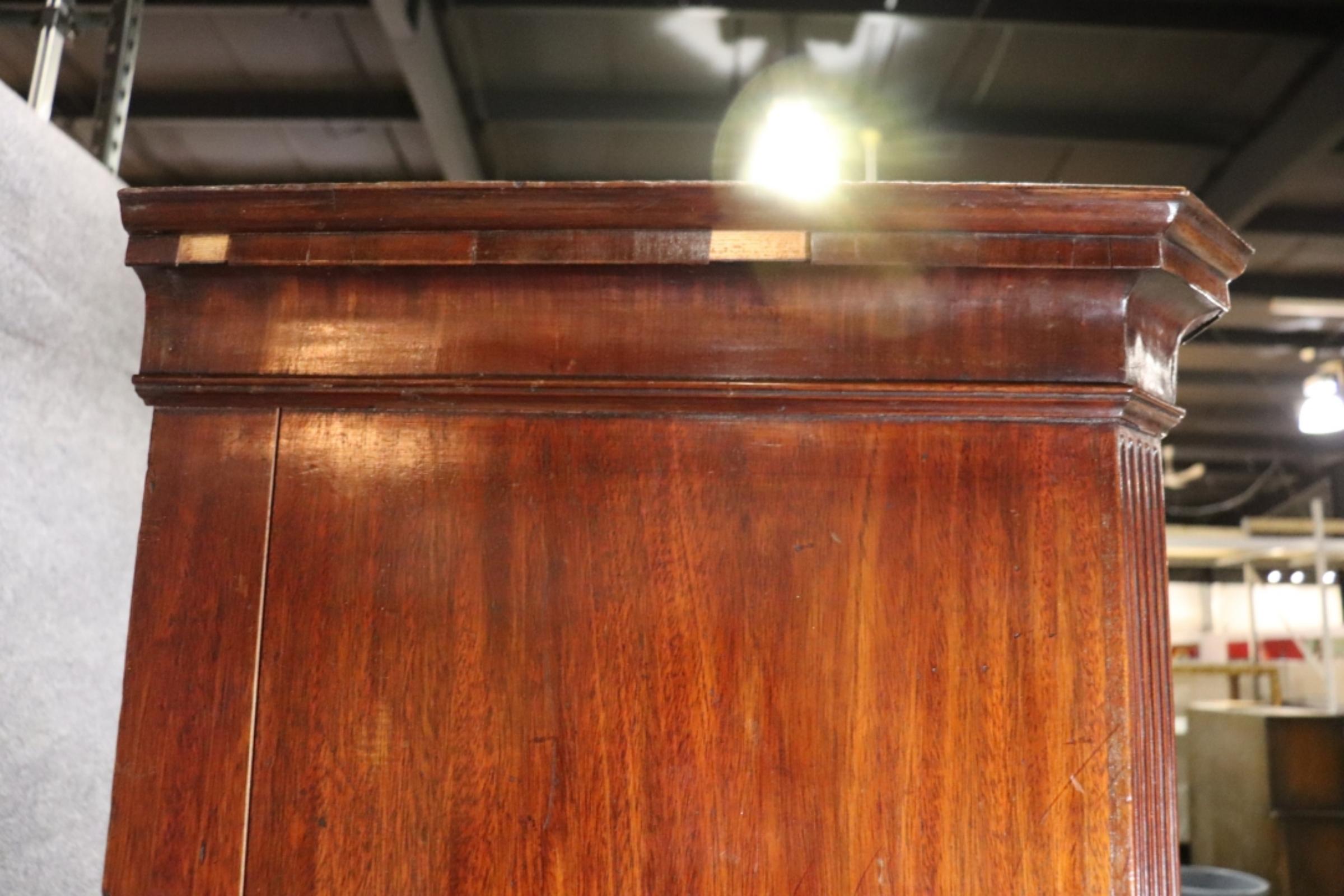 Antique English Flame Mahogany Georgian Walnut Chest on Chest with Desk 6