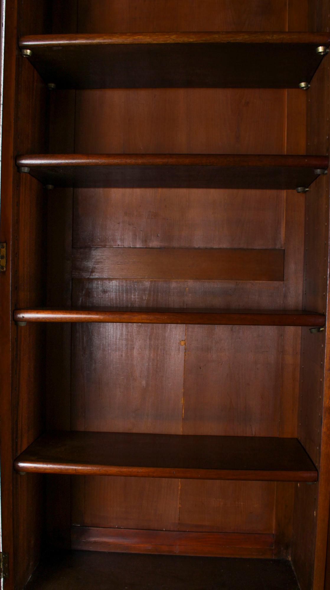 Antique English Flame Mahogany Library Breakfront Bookcase, 19th Century 11