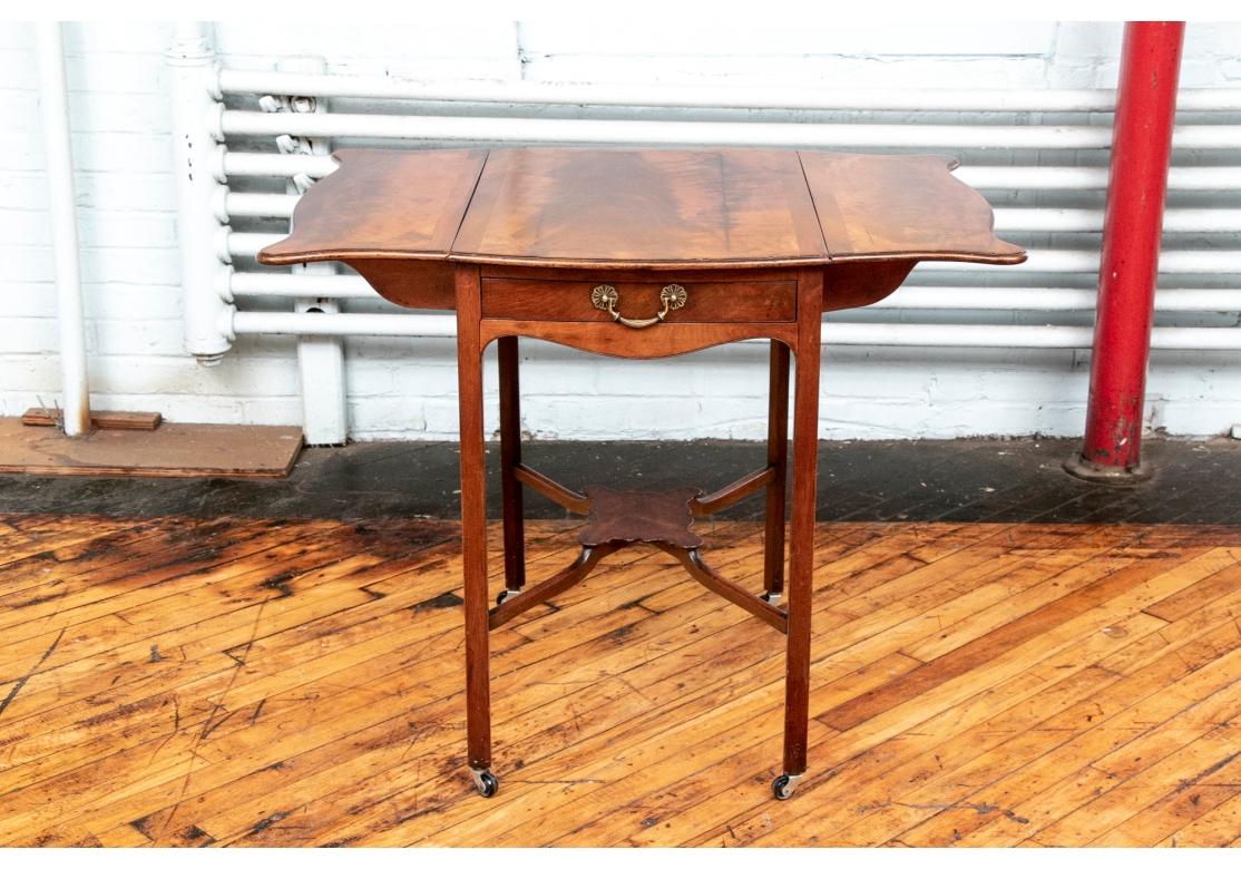 Antique English Flame Mahogany Pembroke Table With Butterfly Drop Leaves For Sale 6