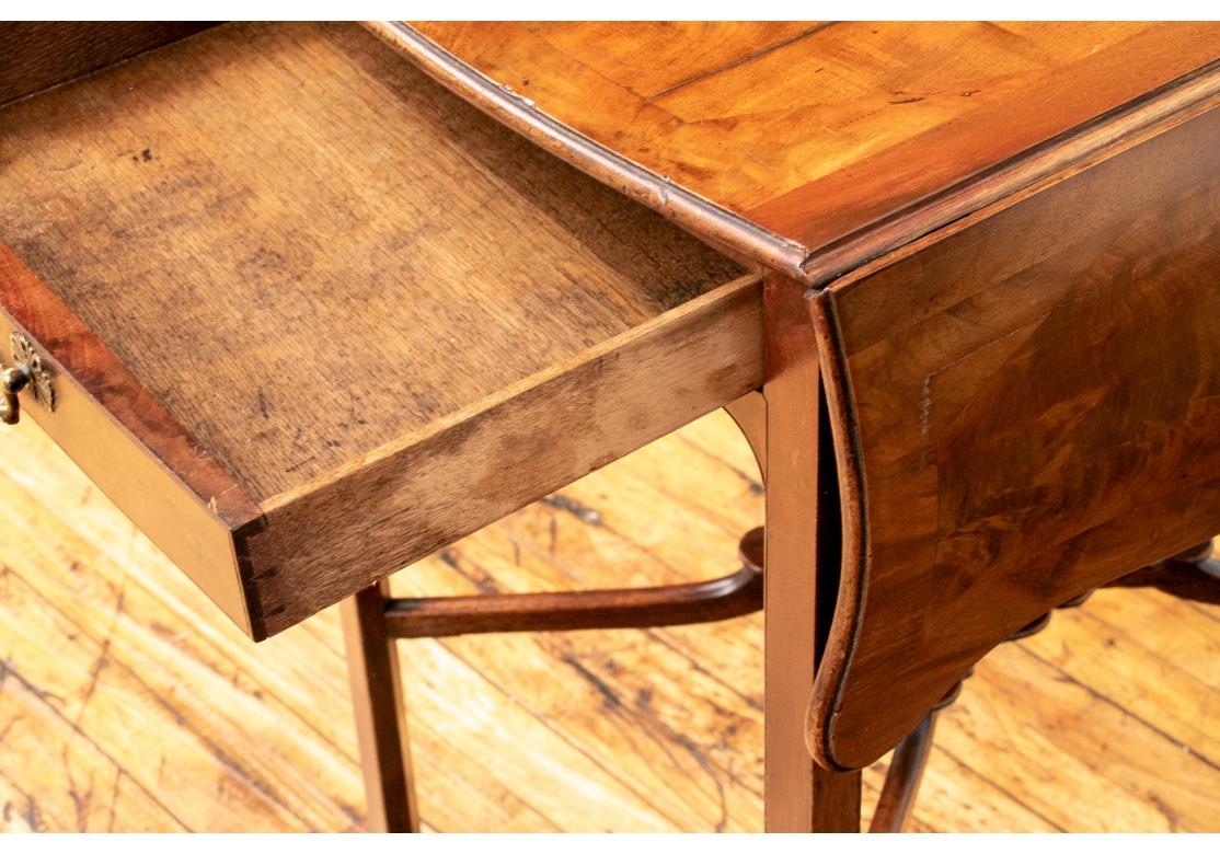 Antique English Flame Mahogany Pembroke Table With Butterfly Drop Leaves For Sale 4