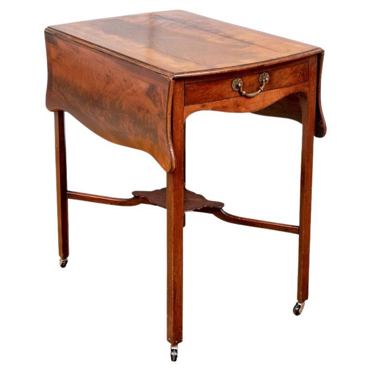 Antique English Flame Mahogany Pembroke Table With Butterfly Drop Leaves