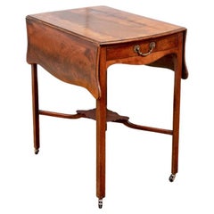 Antique English Flame Mahogany Pembroke Table With Butterfly Drop Leaves