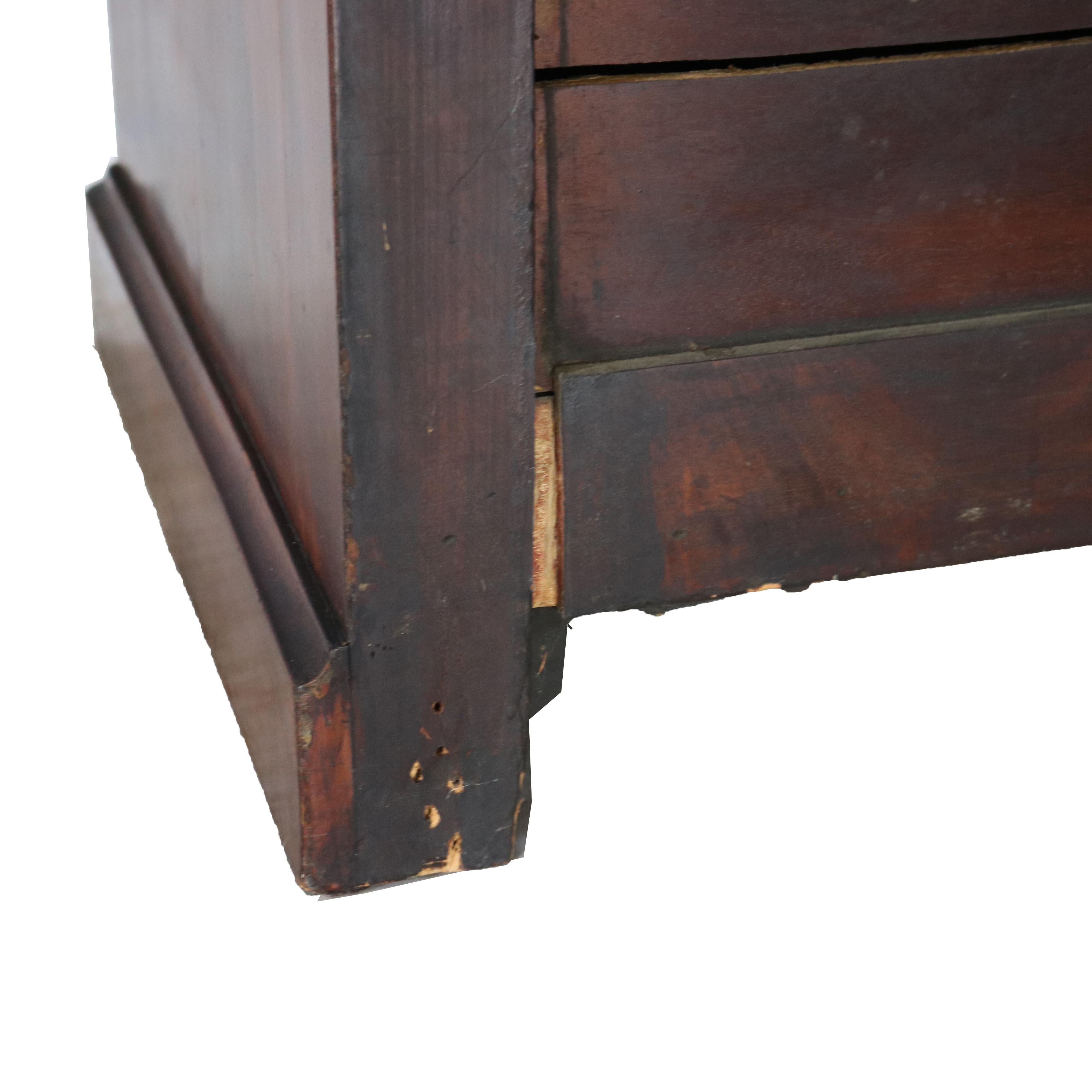 Antique English Flame Mahogany Satinwood Inlaid 4-Drawer Dressers 18th-19thC 7