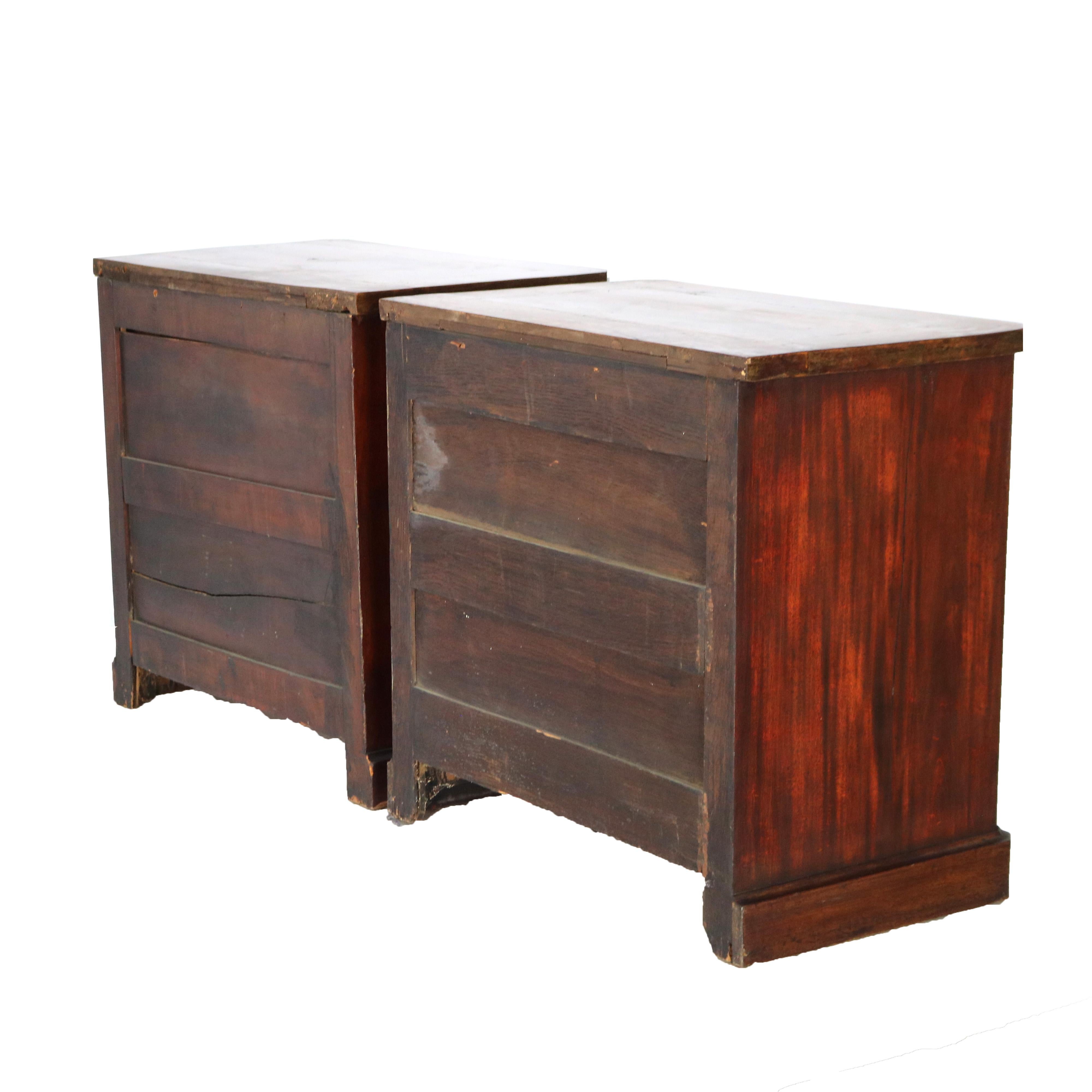 Antique English Flame Mahogany Satinwood Inlaid 4-Drawer Dressers 18th-19thC 9