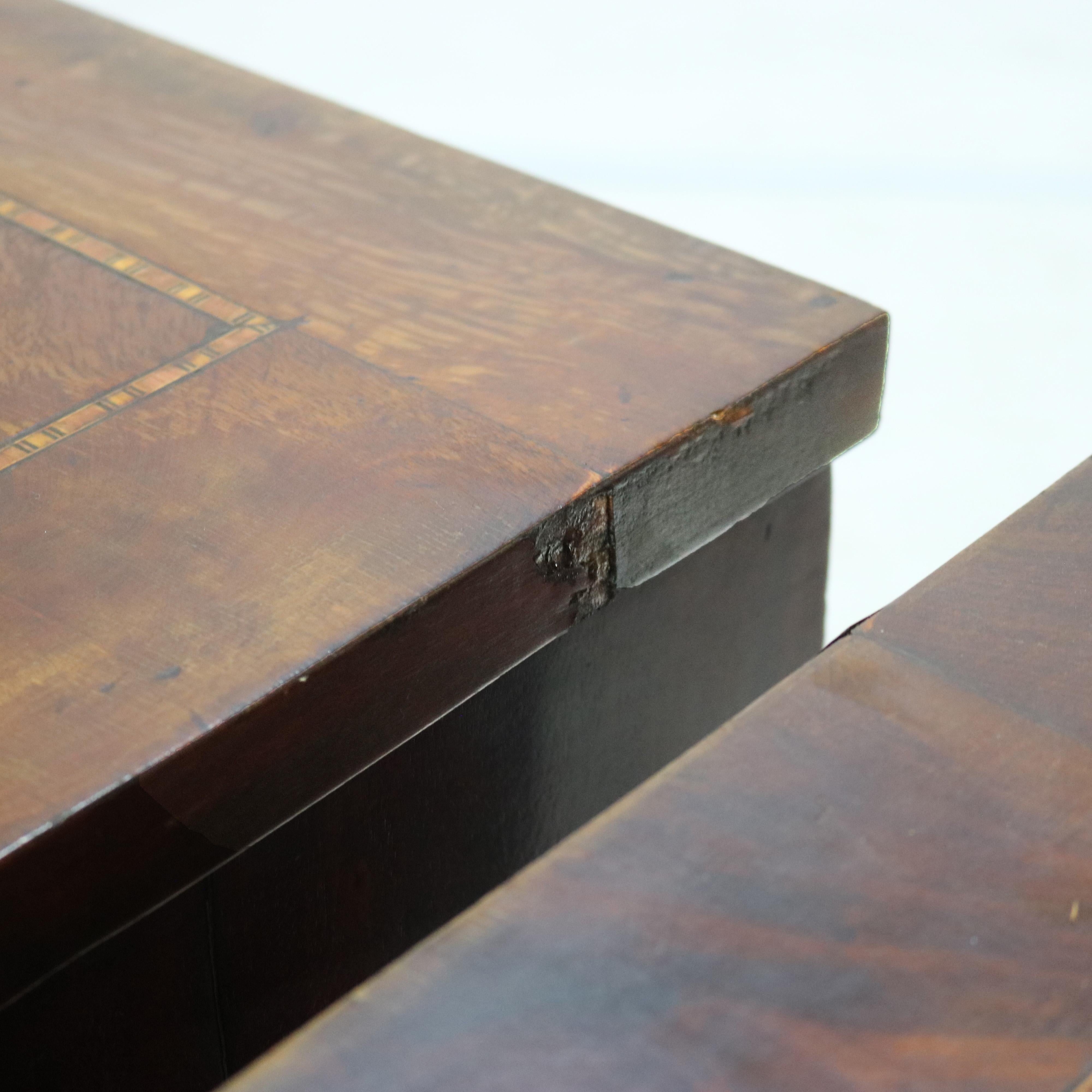 Antique English Flame Mahogany Satinwood Inlaid 4-Drawer Dressers 18th-19thC 11