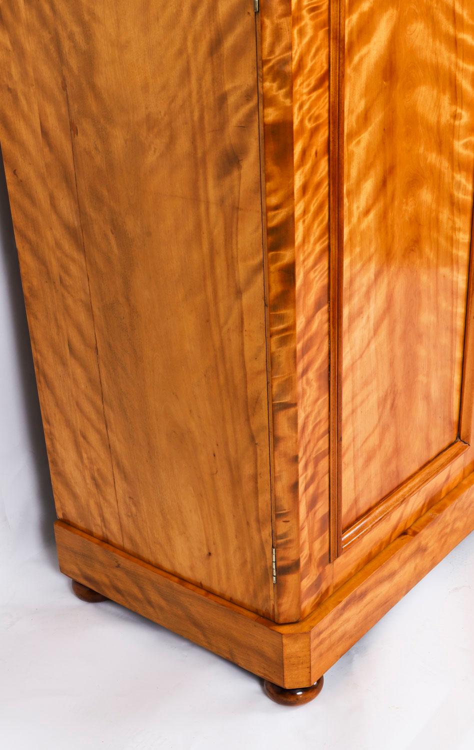 Armario antiguo inglés de dos puertas de madera satinada Siglo XIX en venta 3