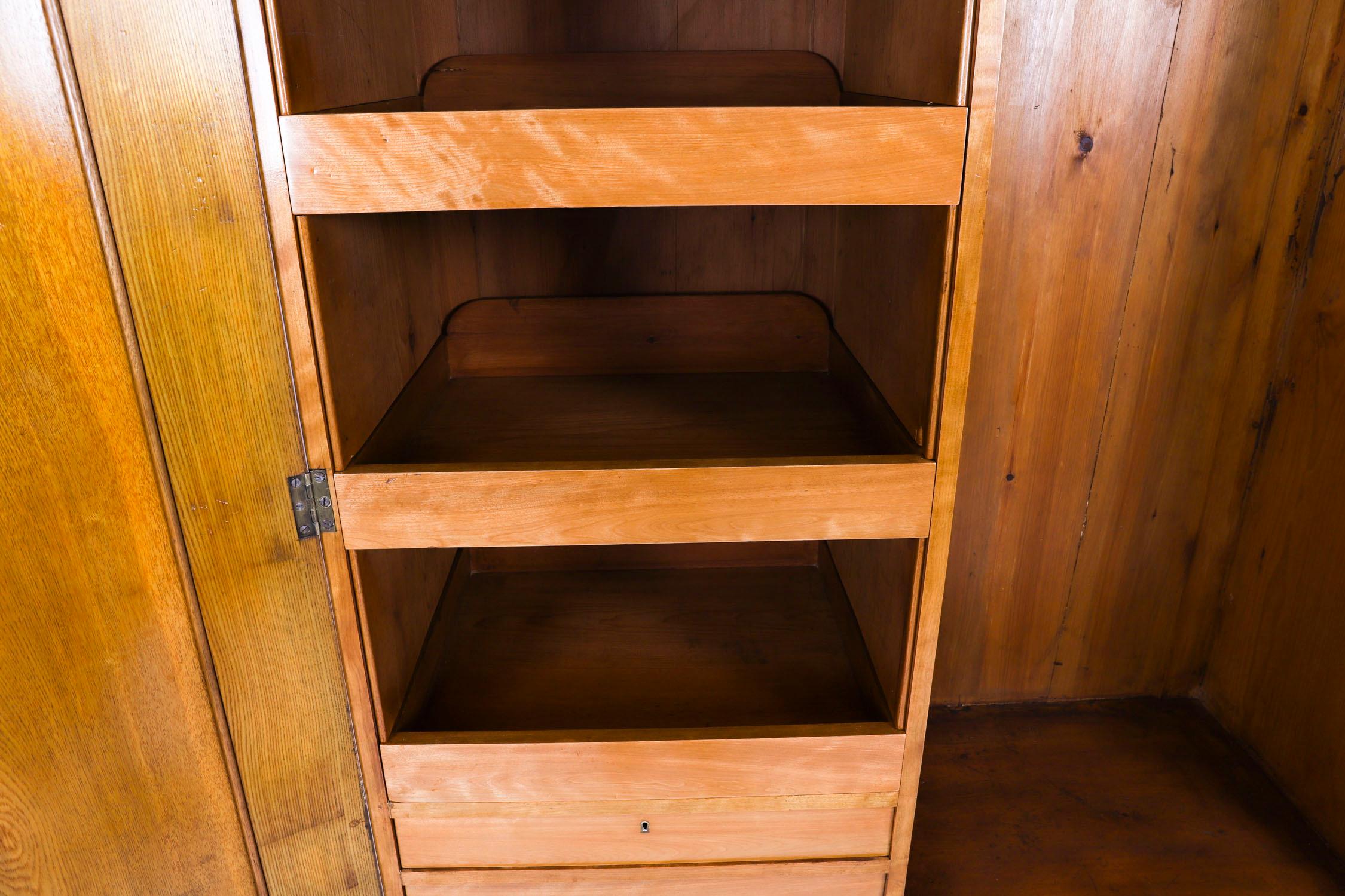 Armario antiguo inglés de dos puertas de madera satinada Siglo XIX en venta 6