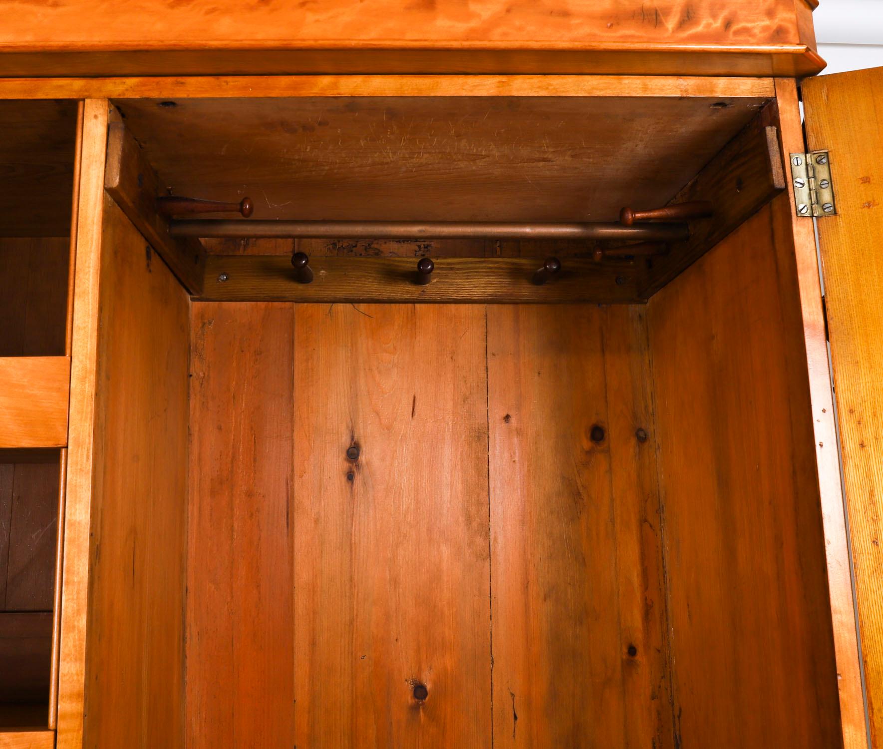 Armario antiguo inglés de dos puertas de madera satinada Siglo XIX en venta 8