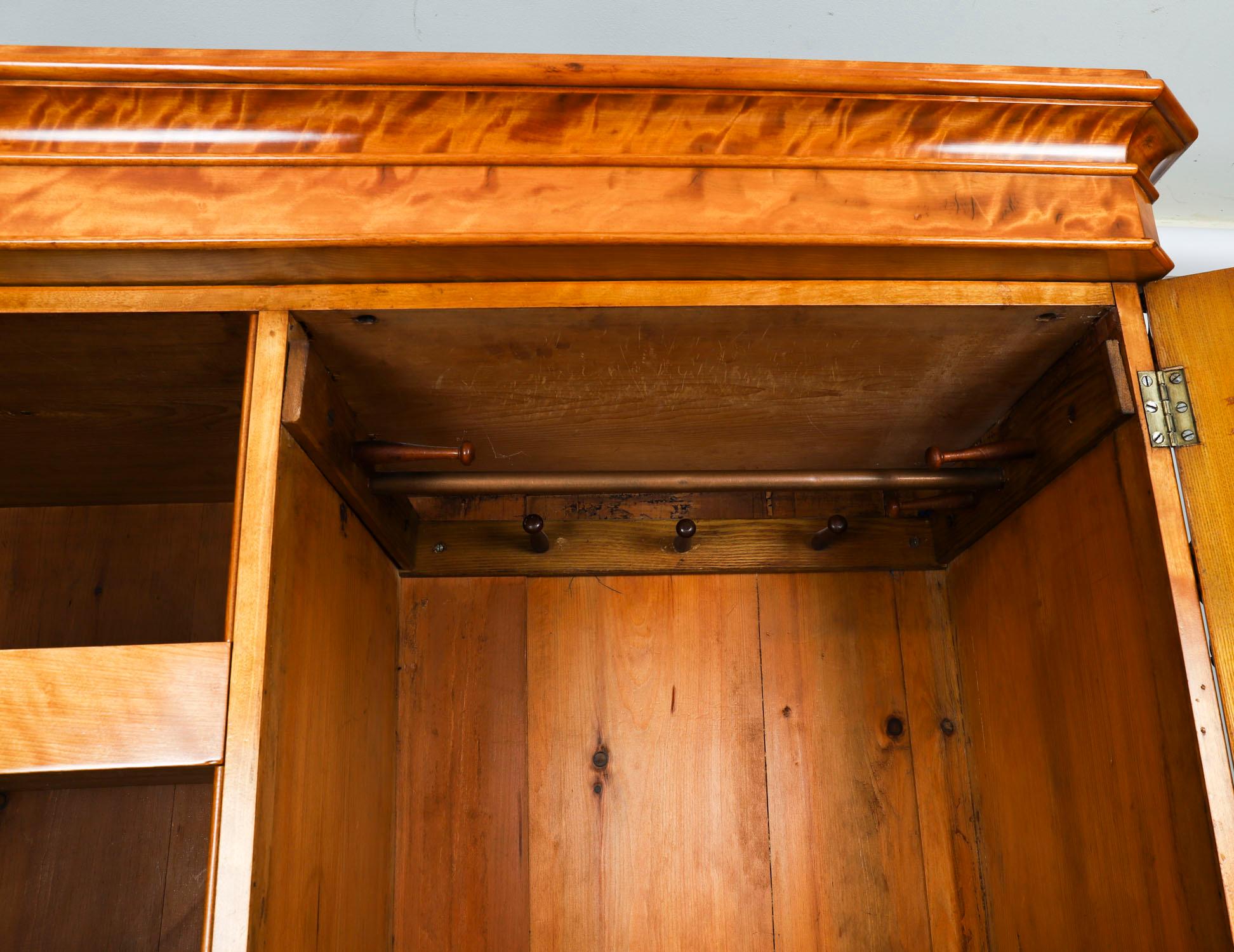 Armario antiguo inglés de dos puertas de madera satinada Siglo XIX en venta 10