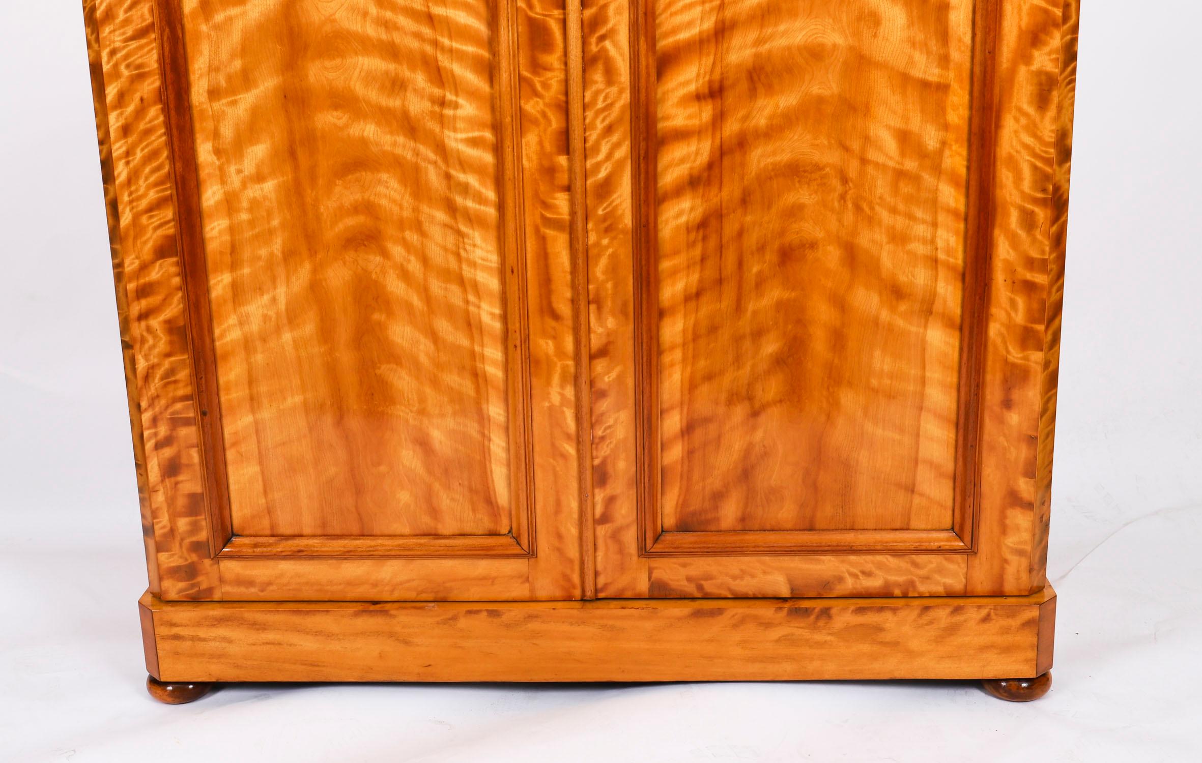 Armario antiguo inglés de dos puertas de madera satinada Siglo XIX en venta 1