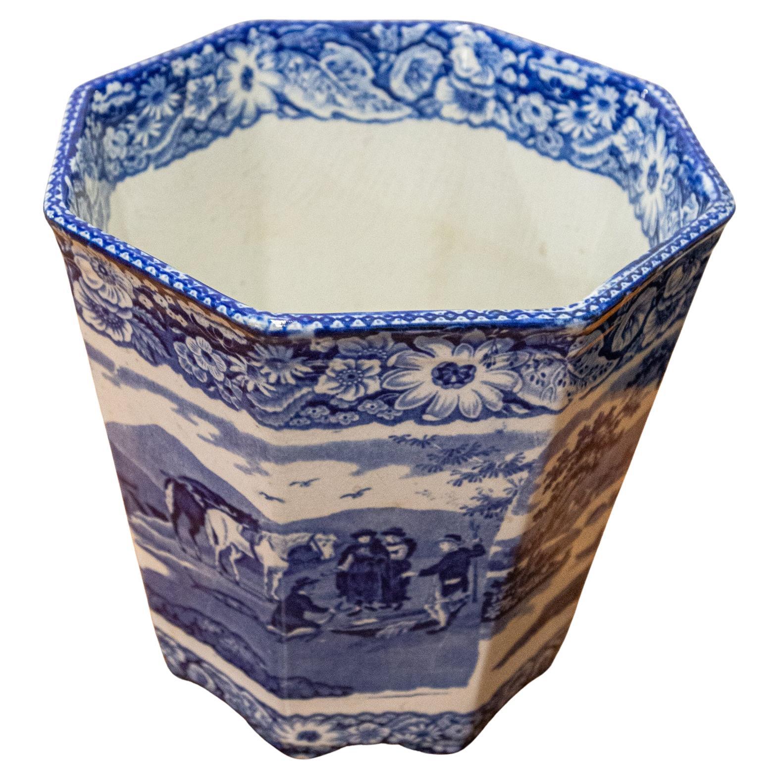 Antique English Flower Ceramic Cachepot For Sale 10