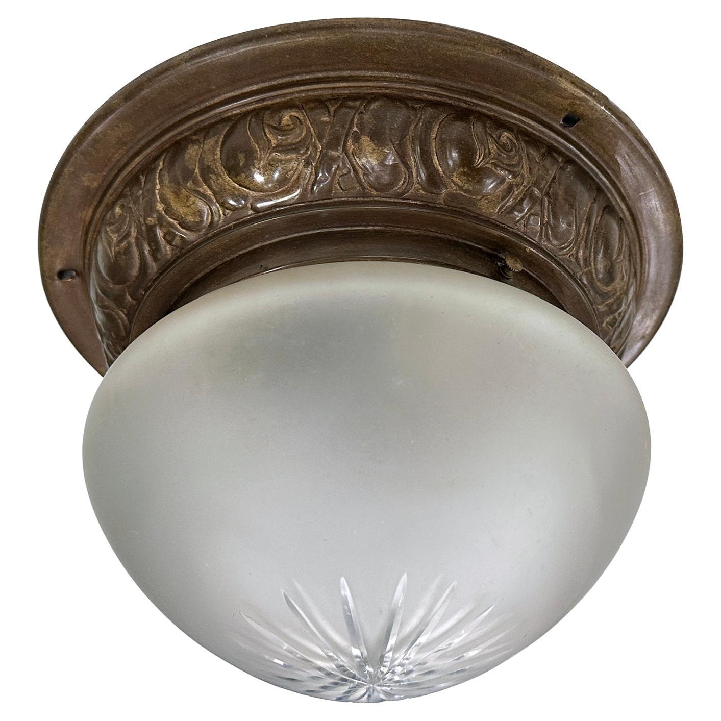 Antique English Flush Mount Light For Sale