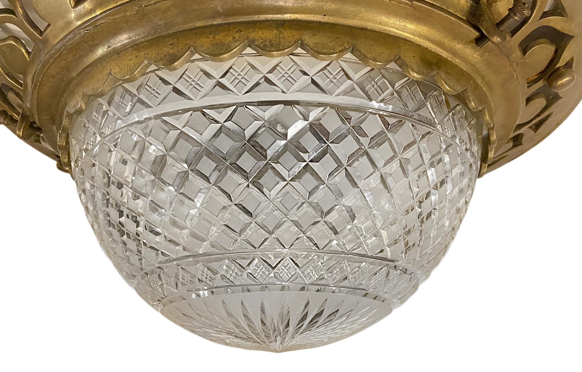 Early 20th Century Antique English Flushmounted Light Fixture For Sale