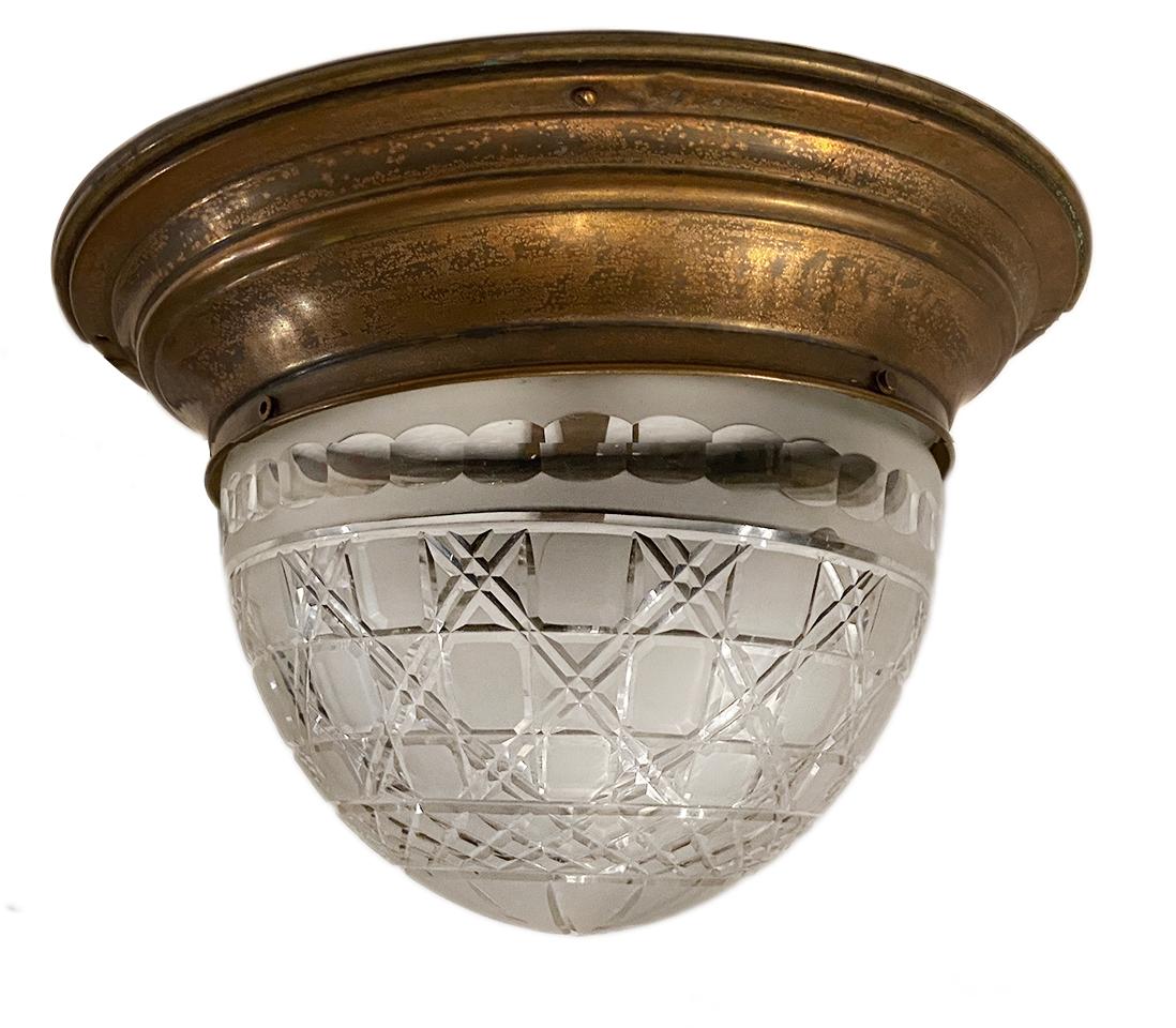 Antique English Flushmounted Light Fixture In Good Condition In New York, NY