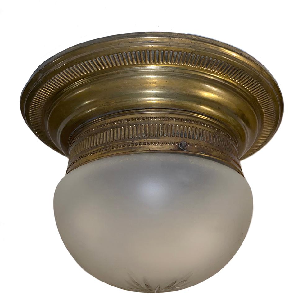 Antique English Flush Mounted Light Fixture In Good Condition In New York, NY