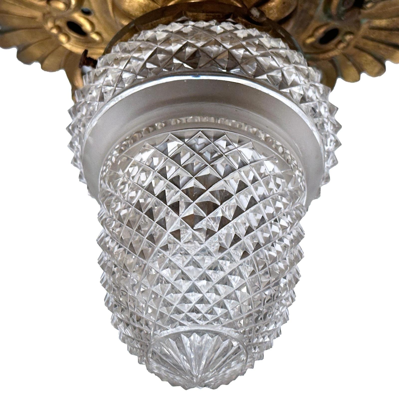 Antique English Flushmount Light Fixture In Good Condition For Sale In New York, NY
